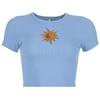 Fashion Crop Top Short Bottoming Shirt Embroider T-shirt Silm Thin Sweatshirt Slim Thin Sweater