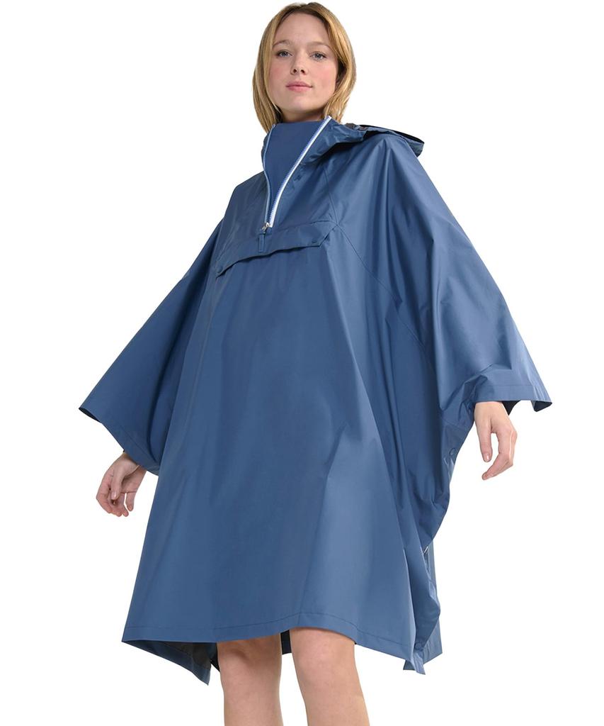 Aigle Official MTD Rain Pack Poncho Size XS Waterproof, Breathable, Water-Repellent T-Shirt, Blue,