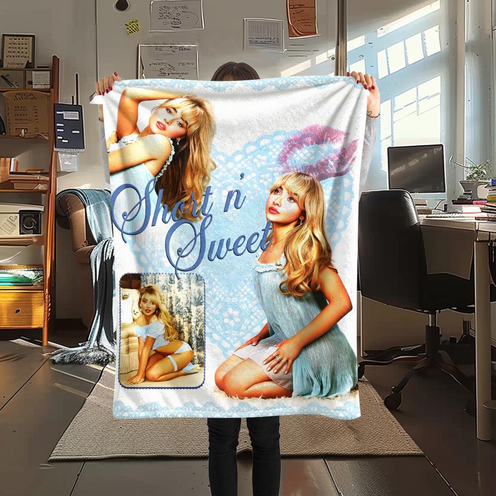 1 ks Flanelová deka s potiskem Sabriny Carpenter, Vysoce kvalitní, Pro všechna roční období, Dekorace do domácnosti, Teplo a pohodlí, Perfektní jako vánoční dárky