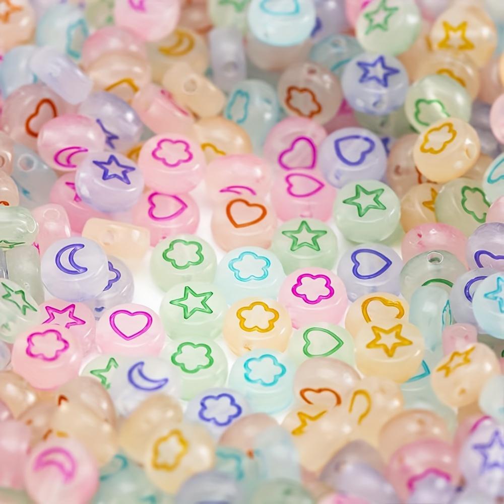 100/300/500/1000pcs Luminescent Acrylic 7mm Letter Beads A-Z Glow In the Dark with Loose Spacing Beads for DIY Necklace, Bracelet, and Jewelry Making