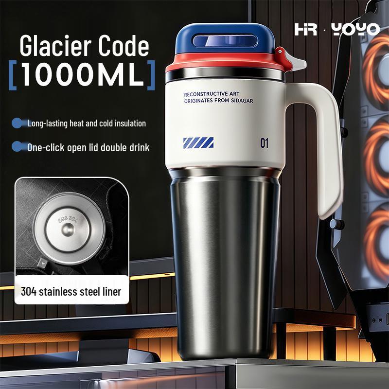 Large Capacity 316 Stainless Steel Insulated Cup with Straw and Portable Handle