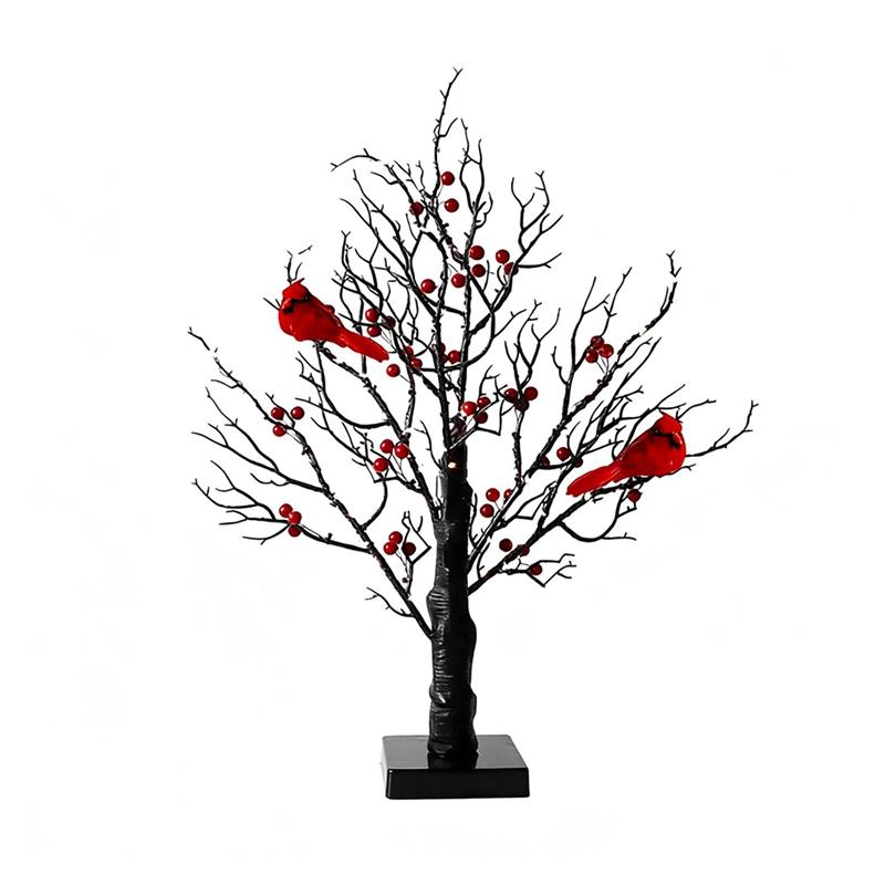 

LED Light Simulation Berry Tree with Red Birds Table Decoration