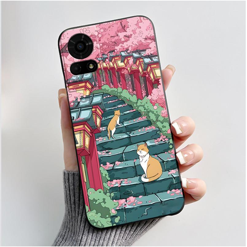 Cute Case For TCL K23 / TCL K24 Funda TCL 50 LE T510SPP Capa Printing Shell Protective Cover Soft Silicone Cartoon Black Casing