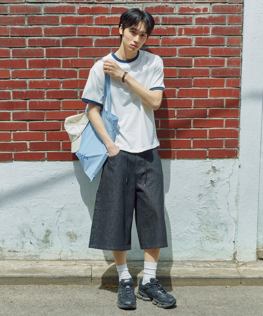GLW [Unisex] Non-Faded Bermuda Denim Pants Black