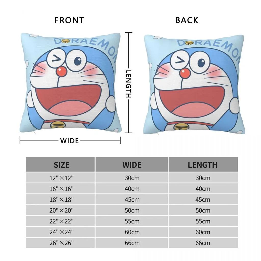 Kawaii Doraemon Wink Cartoon Pillowcase Printing Polyester Cushion Cover Gift Japanese Anime Throw Pillow Case Cover Square 18"