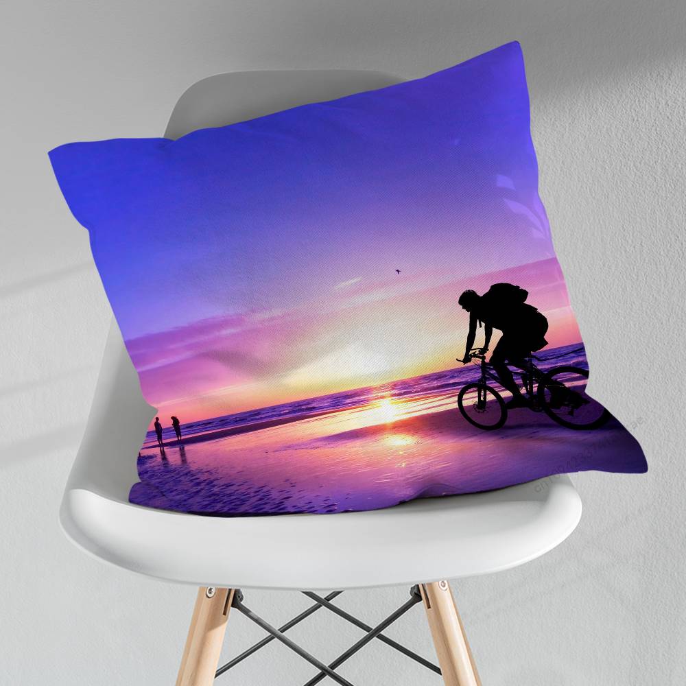 Leisure Art Sunset Cycling Pillow Case For 30x30cm45x45cm55x55cm For Home Bedroom Decoration And Protector