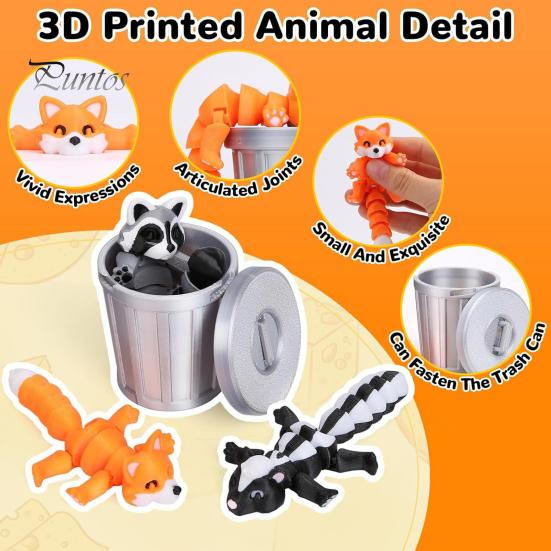 Stress Relief Animal Toy Ornament, 3D Printed Flexible Joints Movable Figures with Stacking Cylinders, Play And Decompress Bendable Figurine