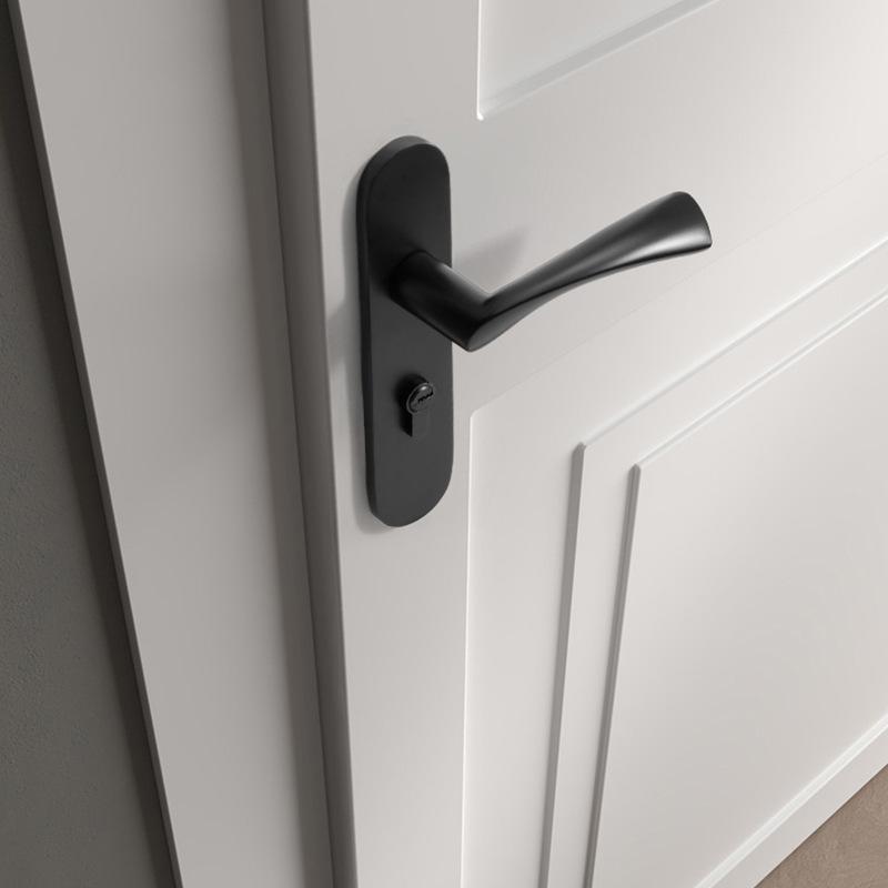 Black American Style Indoor Door Lock, Integrated Magnetic Silent Wooden Door Handle, Universal Home Bedroom Lock