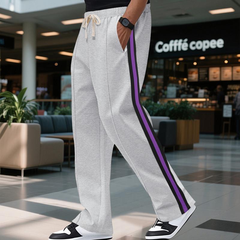 

Summer New Men s Colour Blocking Casual Trousers Large Size Trousers Slim Breathable Trousers Fashionable S светло-серый