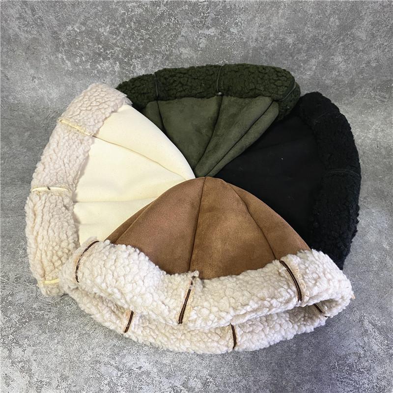 Suede lamb wool pullover hat Mongolian hat Windproof sailor hat Melon hat Autumn and winter warm fisherman's hat Children