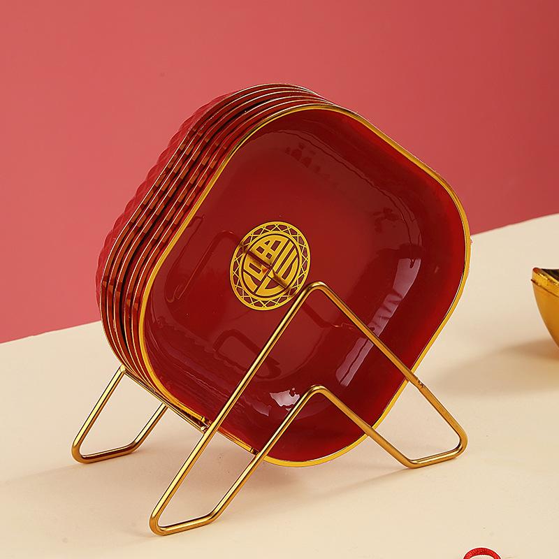 House Warming Fruit Plate Festive Red Wedding Wedding Plate Wedding Wedding New Home Entry Chinese New Year Dried Fruit Plate Fruit Plate
