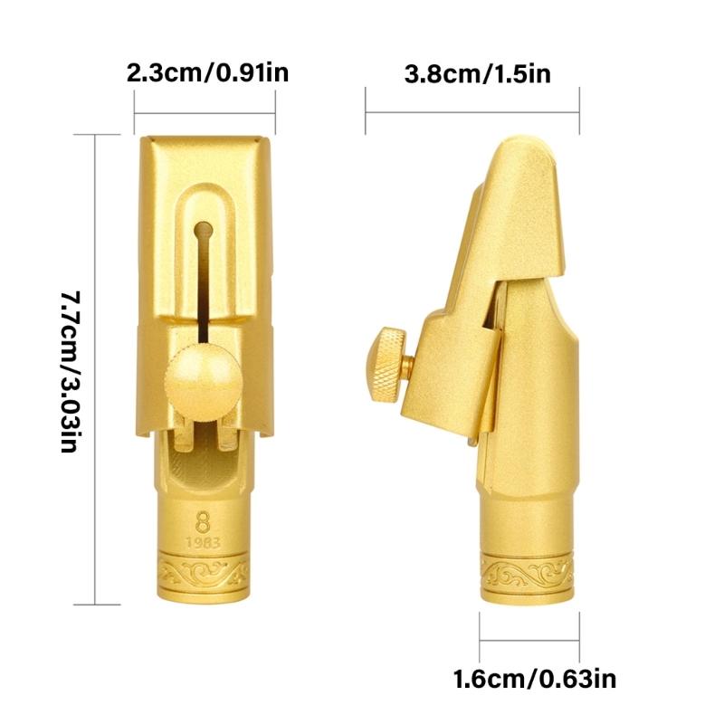 Bocchino Metallico per Sassofono Dorato Bocchino per Sassofono Soprano Bocchino Professionale per Sassofono con Set di Tappi