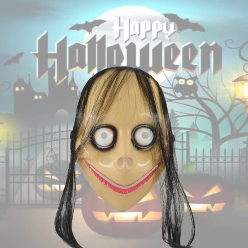 Frightening Long Hair Momo Mask Plastic Spooky Halloween Party Costume Prop
