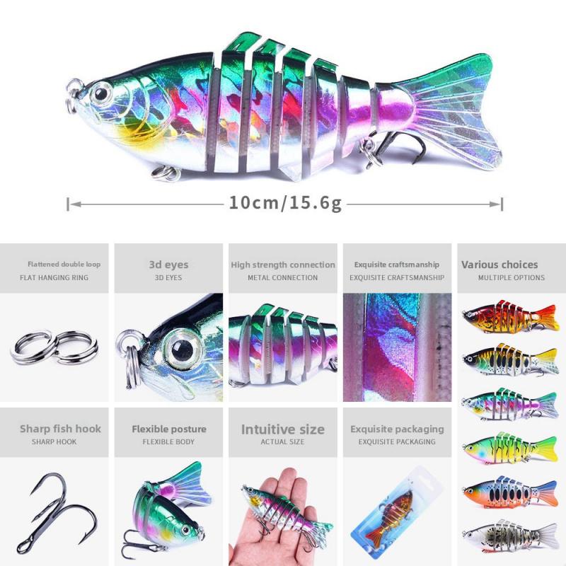 Lure Bait Set10cm15.6gSubmerged Multi-Section Fish Bionic Bait Colorful New Model Long Casting Fake Bait Bass Crappie Fishing Ge
