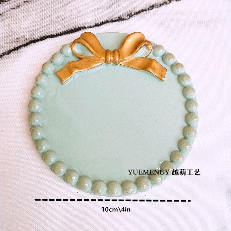 Retro Multicolour Fans You Super Cute Bowknot Small Tray Round Square Jewelry Plate Set   Decoration