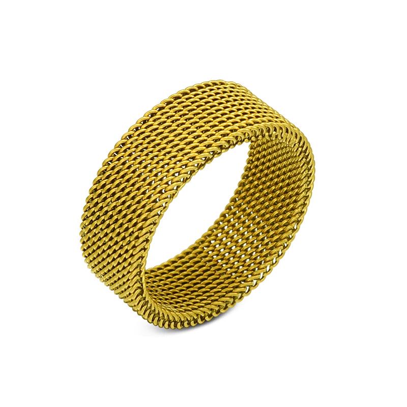 Titanium Steel Mesh Ring: Adjustable Woven Stainless Steel Band for Men & Women