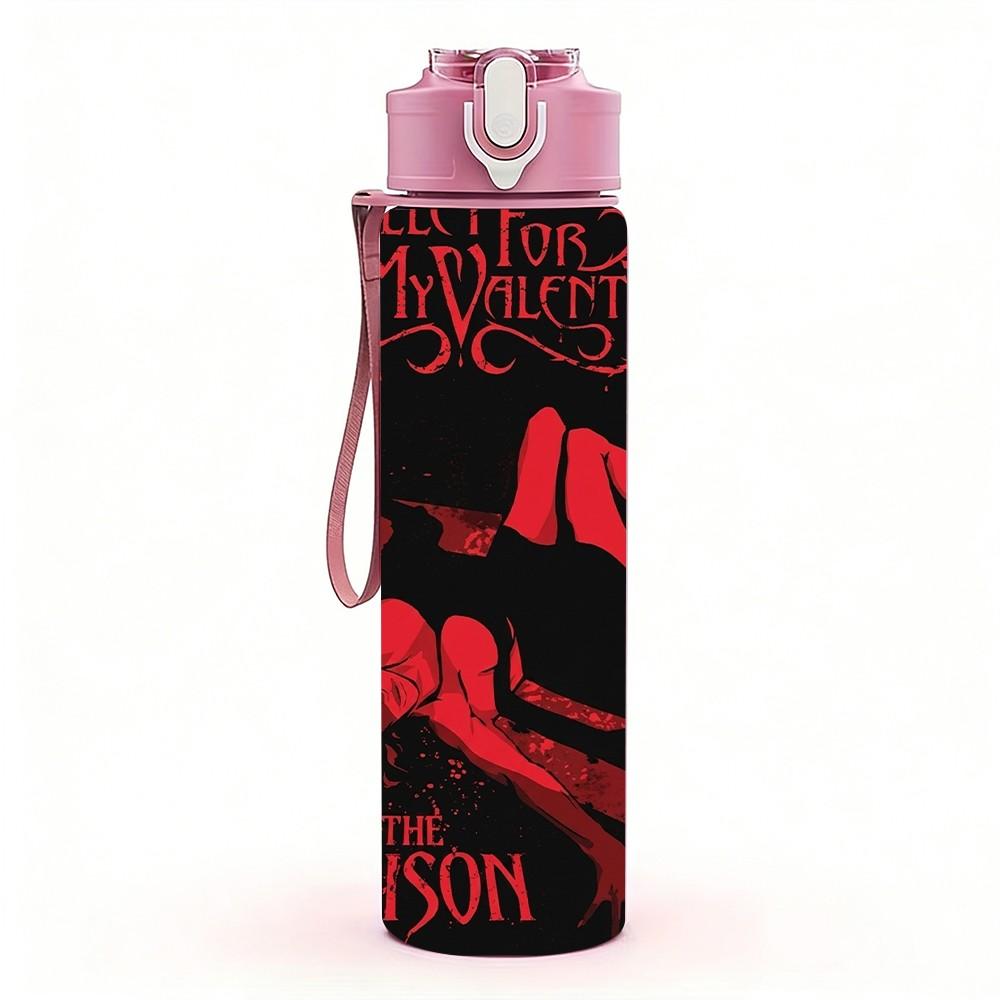 1PC Poison Red Band 750ml sports water bottle leakproof straw lid outdoor office home
