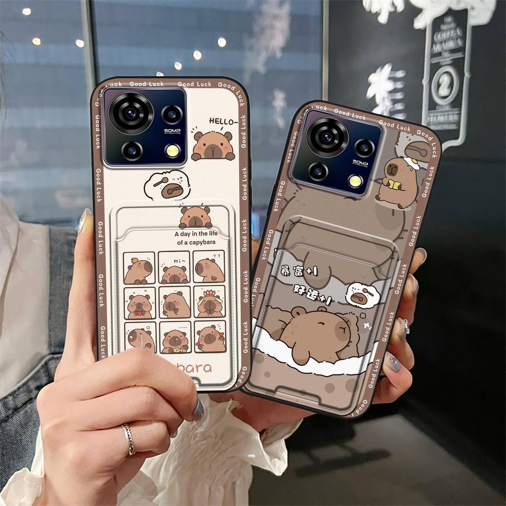 Card Slot TPU Phone Case For ZTE Blade V50 Vita Waterproof Protective Fashion Design Cartoon Cute Anti-knock Soft Case