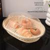Oval Acrylic-Lidded Rattan Basket for Bread, Vegetables, and Dried Fruit