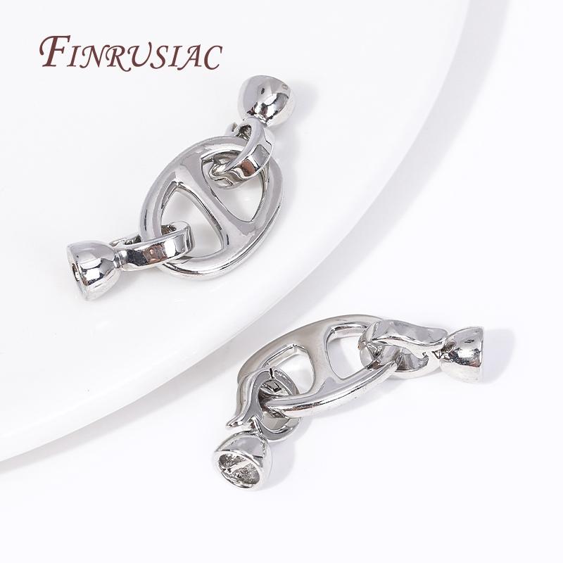 18K Gold Plated Brass Metal Connector Lock For Jewelry Making,Beads End Caps Clasps Fastener DIY Pearl Jewelry Fittings