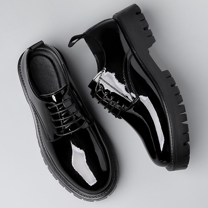 

Autumn new men s daily casual leather shoes men s breathable retro thick-soled non-slip tooling leather shoes 44 чорний