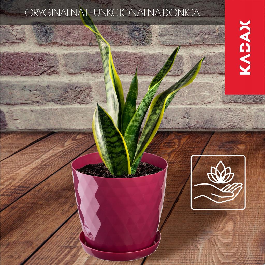 KADAX Doniczka Plastikowa Z Podstawką Donica Osłonka Na Kwiaty 12cm Różowa 