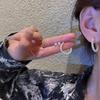 Two-piece Set of Pearl Earrings Women's Silver Needles Retro Hong Kong Style C-shaped Earrings Baroque Fashion Temperament Earrings