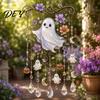 Metal Sound Pipes for Patio Halloween Acrylic Wind Chime Pendant, Crystal Suncatcher Hanging Ornaments, Decorative Handcrafted Spooky Home Accents