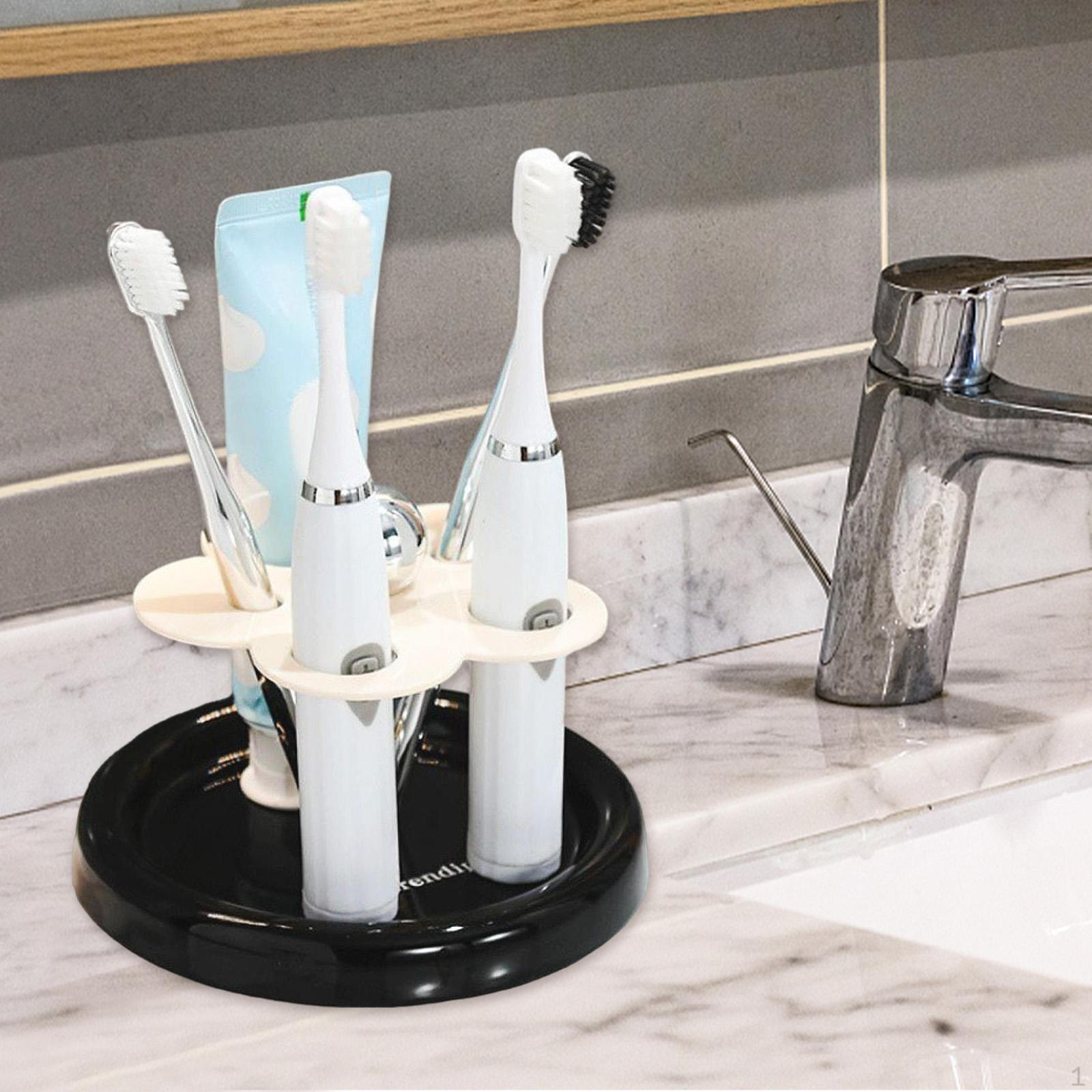 

Элегантная подставка для зубных щеток и держатель для кистей для макияжа для организации ванной комнаты Black Base