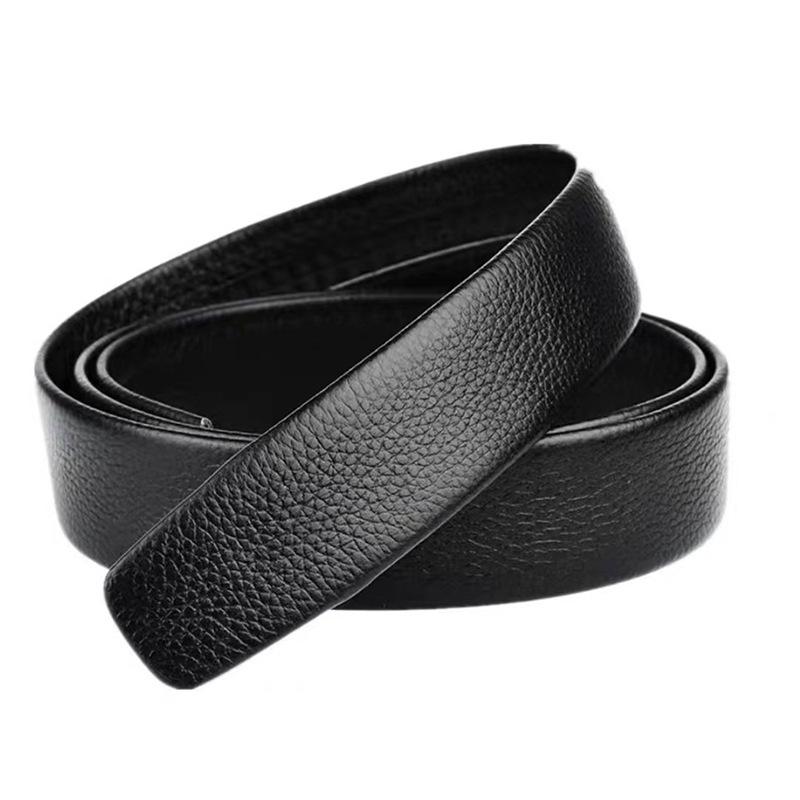 Men's Cowhide Belt Without Head Automatic Buckle Belt Men's Business Trousers Genuine Leather Belt Strip