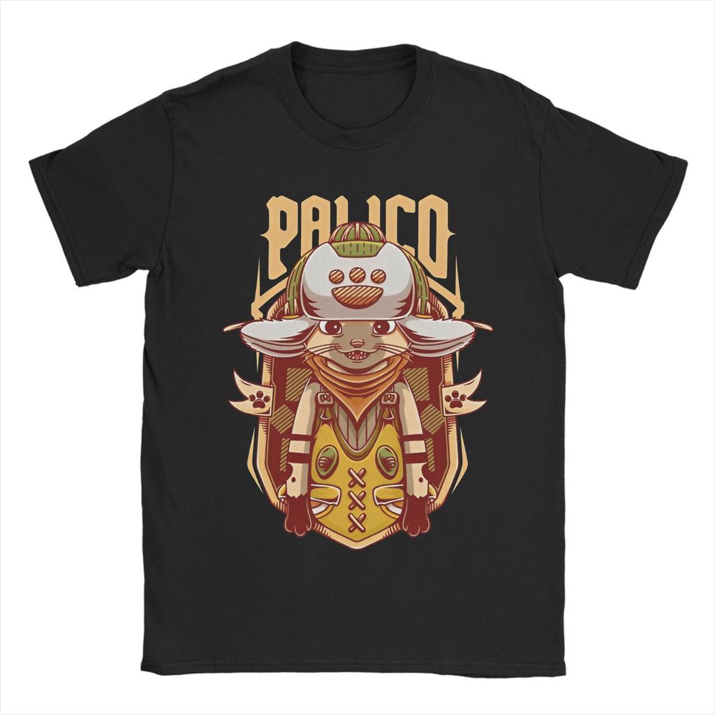 Camiseta para Hombre Hunter Wilds Palico Compañero Camiseta de Juego Algodón Merch Informal Manga Corta Cuello Redondo Camisetas Camiseta de Regalo de Cumpleaños