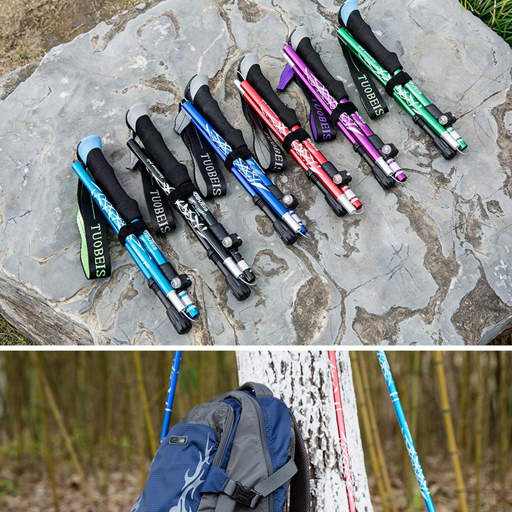 Trekking Pole Ultra-Light Telescopic Folding Trekking Mountain Climbing Walking Stick Cane Walking