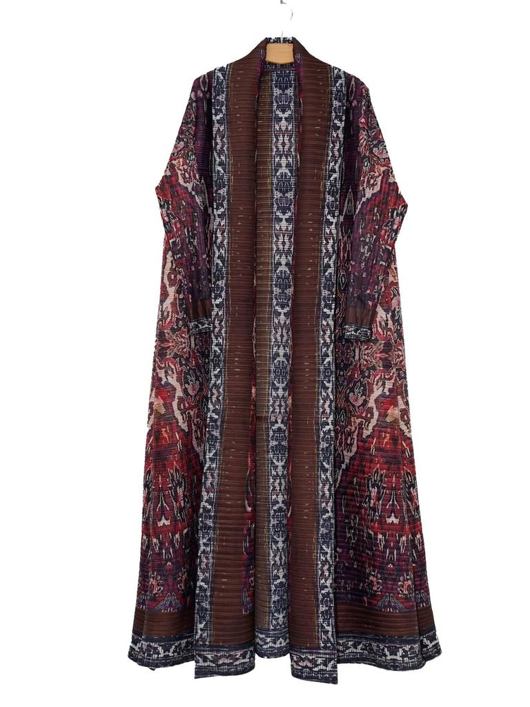 Miyake Pleats Women's High-End Printed Trench Coat Cardigan Muslim Robe