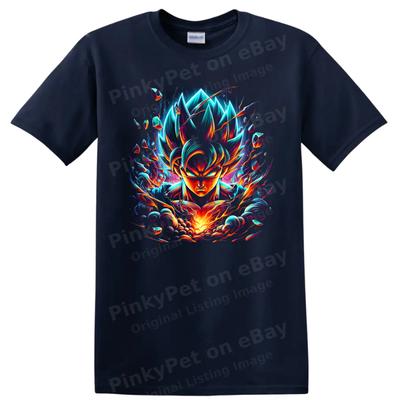 Goku Ultra Instinct Anime T Shirt Neon Energy Warrior Graphic Art Tee Gift Idea