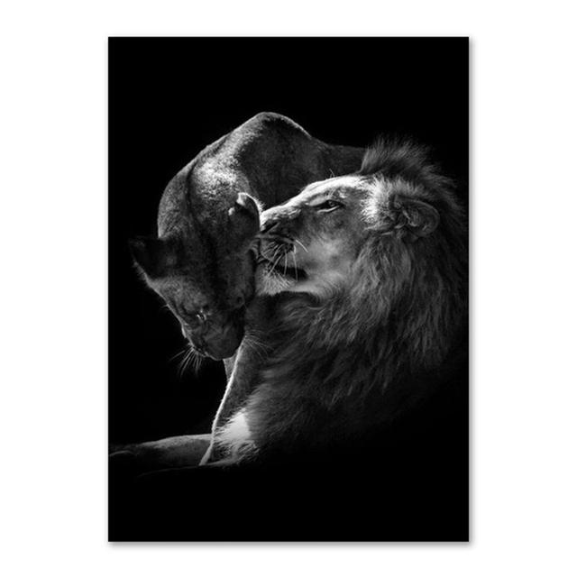 Black White Lion Poster Animal Canvas Painting Print Mural Wall Art Pictures for Living Room Bedroom Home Decoration No Frame