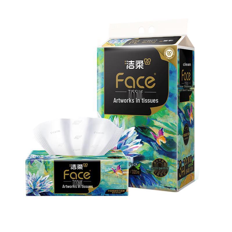 Jie Rou Art Oil Painting 4-Ply Facial Tissues, 4x80 Pulls