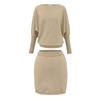 Za Export New Arrival Women's Clothing ZR Fashion Style Fashion All-Match Long Sleeves Shoulder Sweater Curling Bodycon Dress Two-piece Set