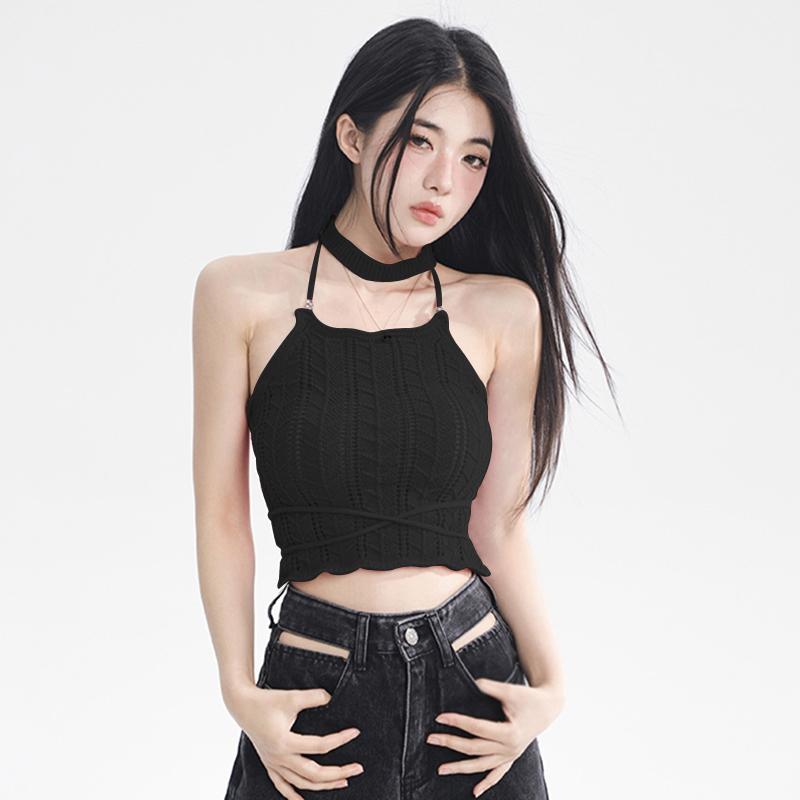 

Женская майка с открытой повязкой, тонкая вязаная майка One Size