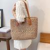 Versatile Hollowed Out Straw Woven Bag with High-end Feel, One Shoulder Handmade Woven Bag, Large Capacity Tote Bag, Vacation Beach Bag