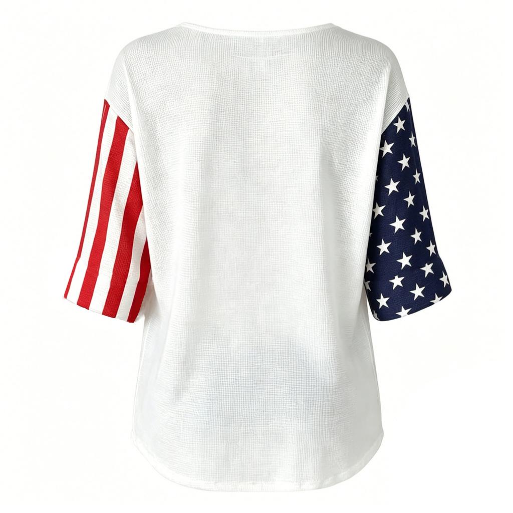 Women's V-Neck Halloween Print Three-Quarter Sleeve Casual Blouse