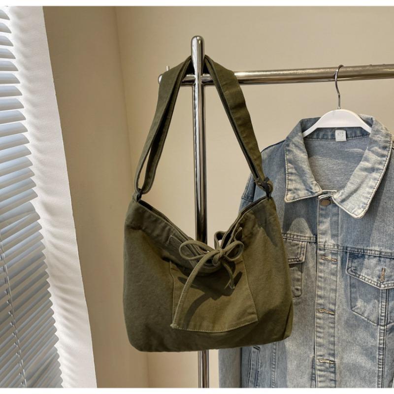 

Холщовая сумка женская большой вместимости новая повседневная на плечо мессенджер универсальная летняя премиум сумка-тоут зелёный