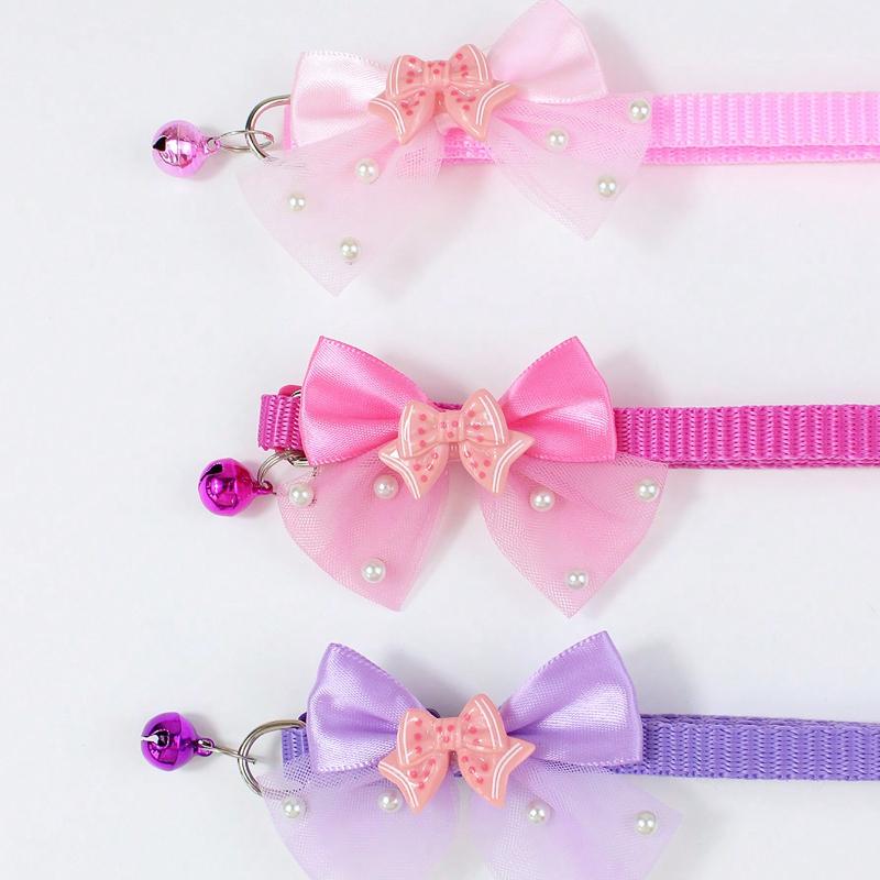 1pc or 3pcs Set Cute Shiny Bow Bell Pet Collar for Daily Use - for Cats and Dogs