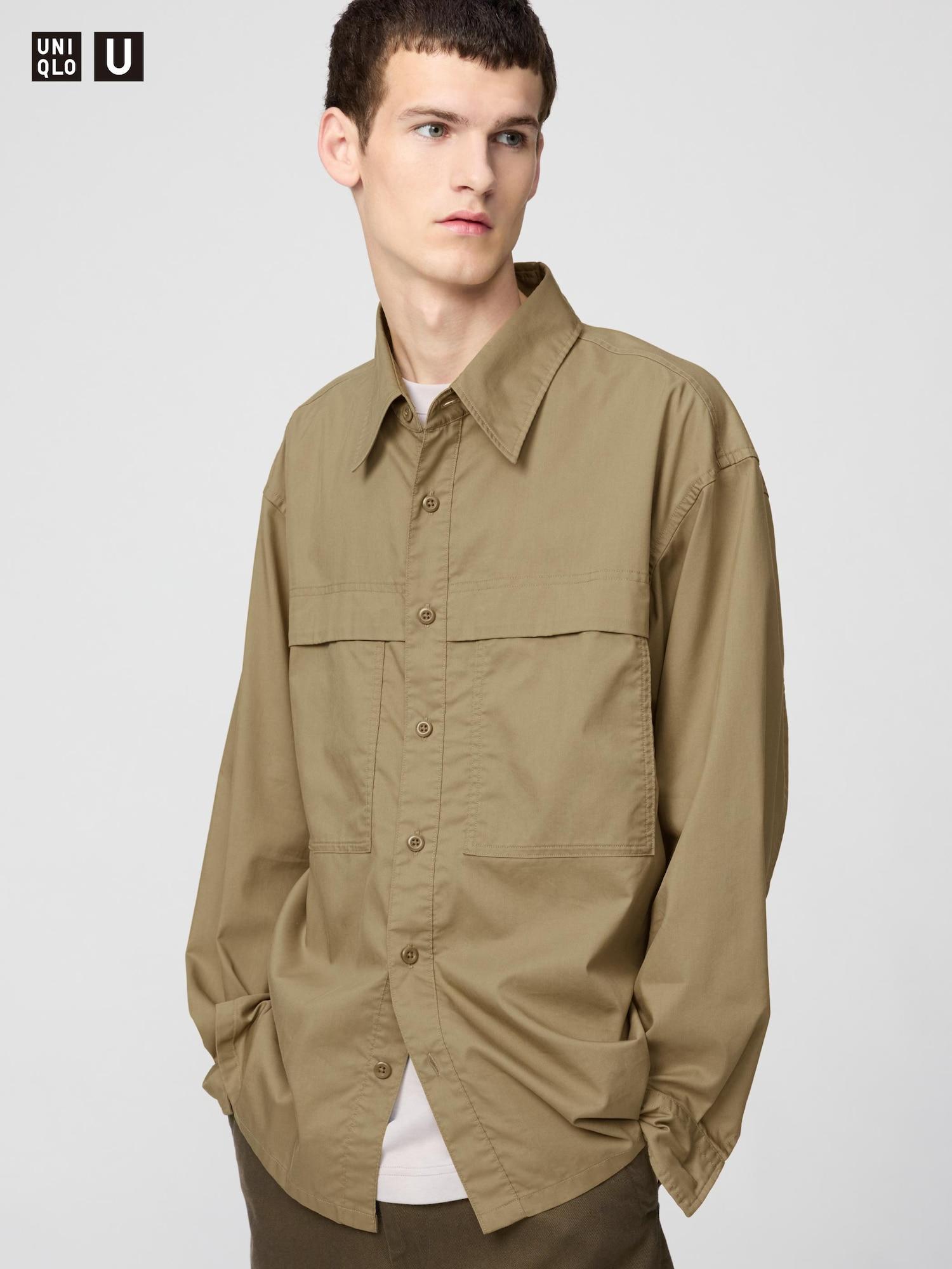 

Uniqlo Рубашка оверсайз в стиле милитари с длинным рукавом 33 KHAKI/UNISEX XL