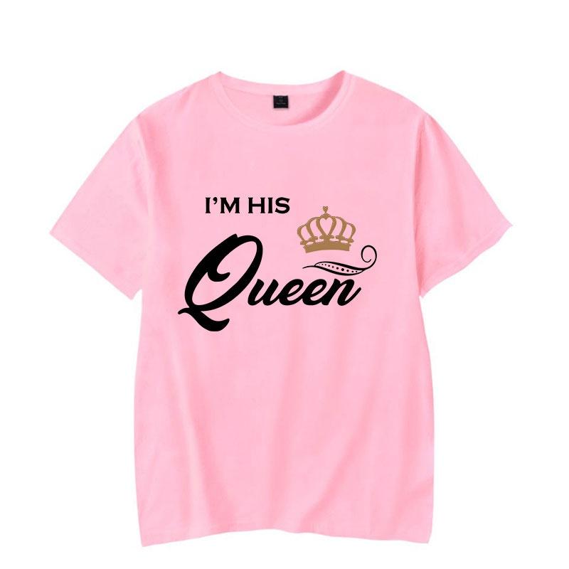 Fashion New King and Queen Couple Shirts Short Sleeve I'm Her King