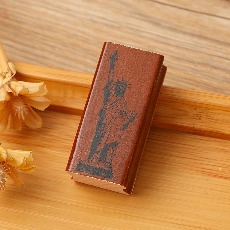 

Creative Kawai Stationery Retro Wooden Seals European Travel Diary Photo Album Decorative Seals 9 Series Office School Supplies