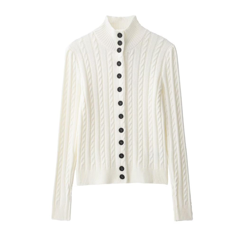 European and American Style French Women's Clothing Fashion Versatile Temperament Eight-strand Knitted Jacket 4192010