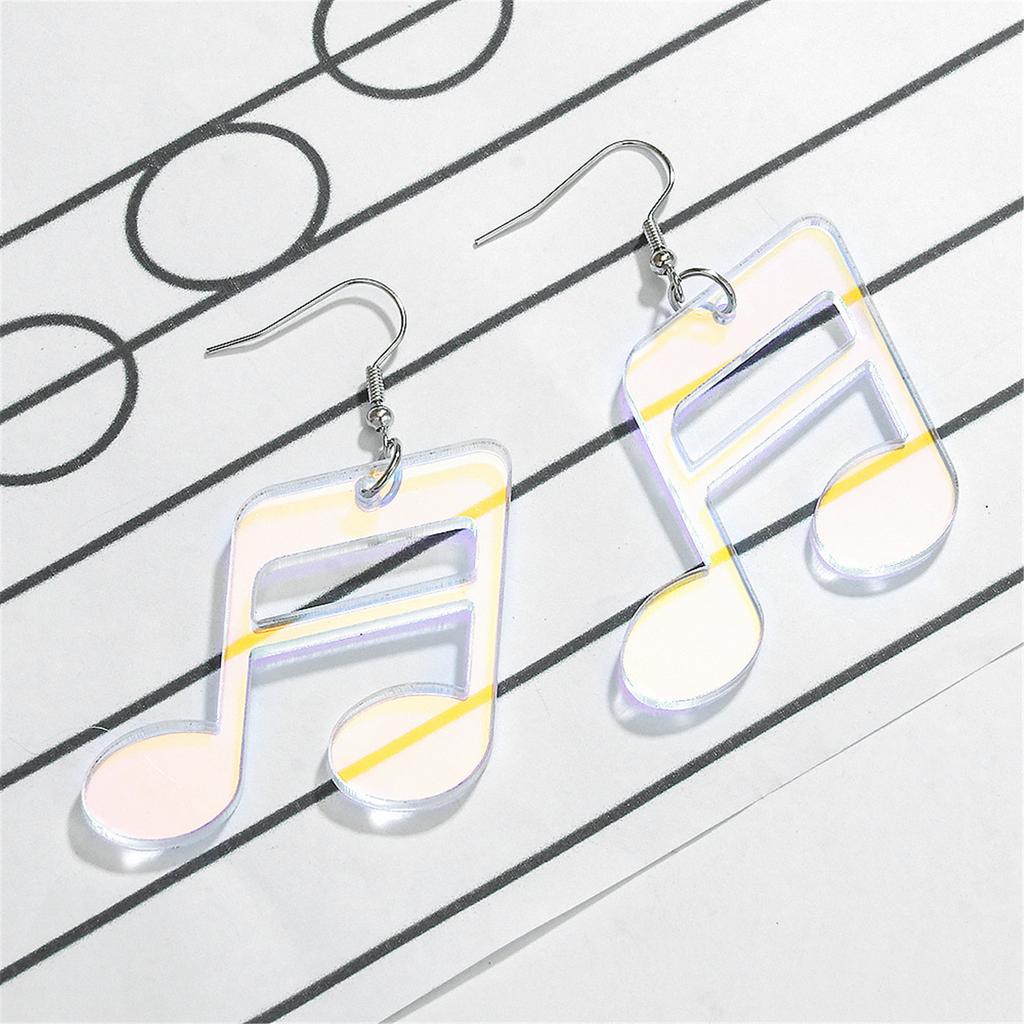 Lightweight Acrylic Musical Note Shaped Dangle Earrings Trendy Ear Studs for Women Girls Handmade Ear Accessories