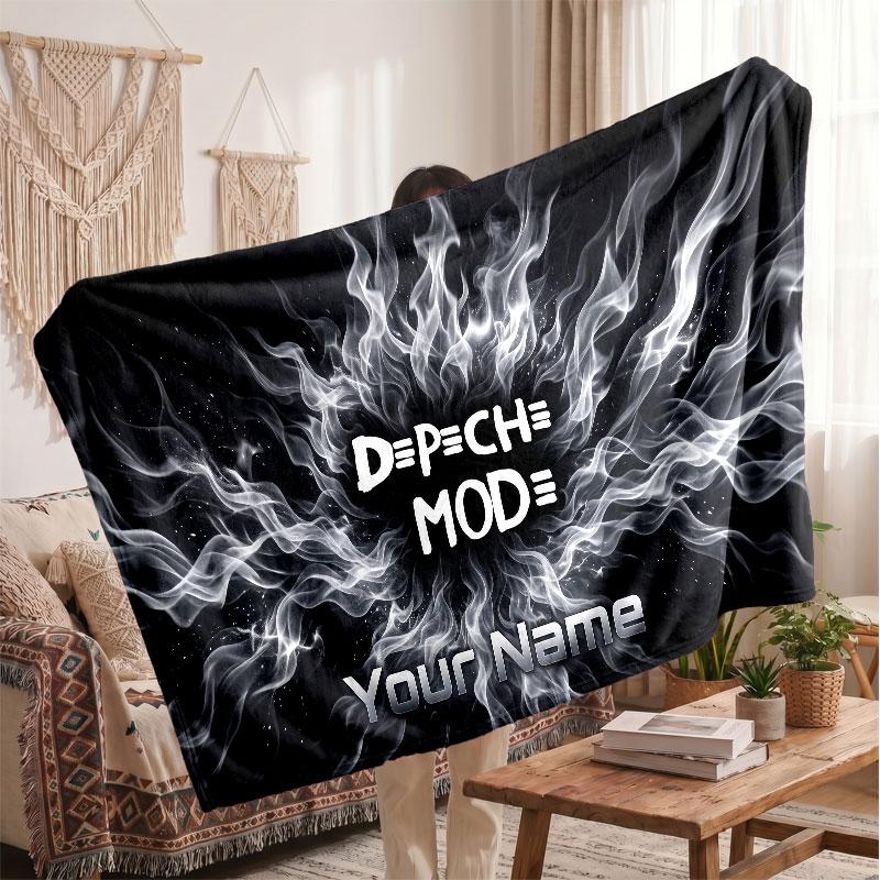 Depeche Mode Flanelldecke, Personalisierbarer Text mit Namen, Weiche Überwurfdecke, Heimdekoration, Geschenk