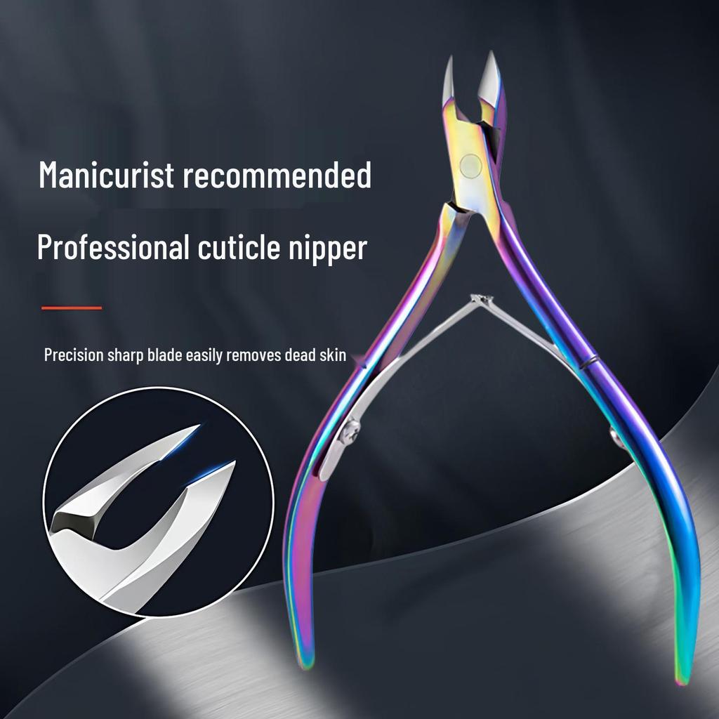 Nail Tools Slant Mouth Dead Skin Scissors & Pliers Set, D-501 - Silver/Colored, Three-Piece