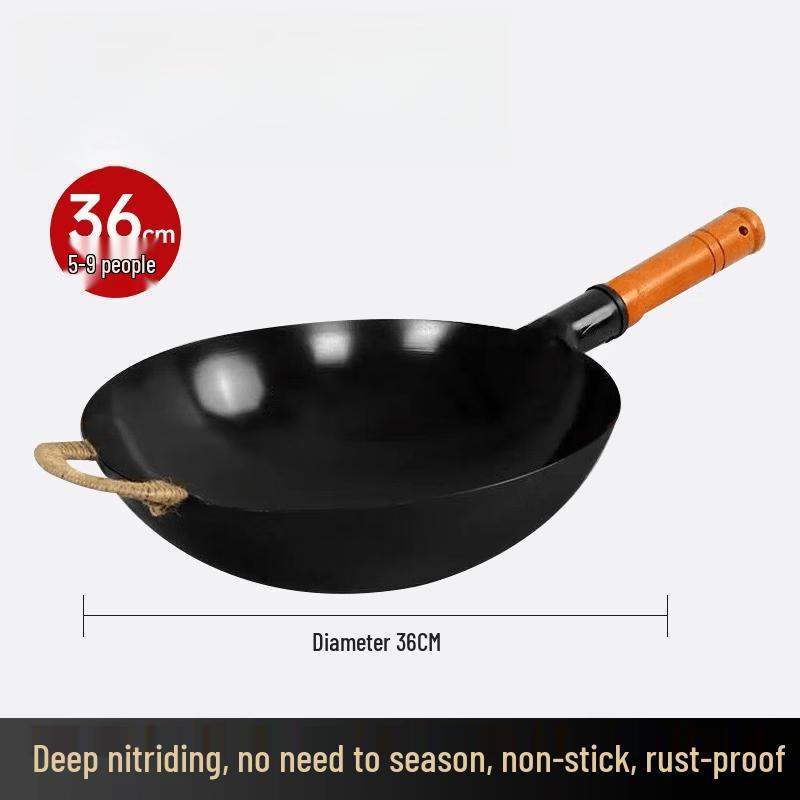 

Wutuo 36cm Deep Nitrogen Anti-Rust Wrought Iron Wok